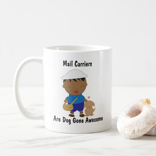 Mug Postal Worker Black Mail Carrier Dog Personnaliser (Avec donut)