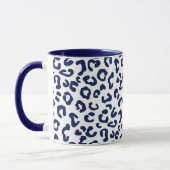 Mug Poster de animal Cheetah en bleu marine et blanc (Gauche)