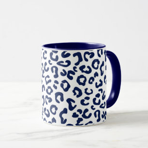 Mug Poster de animal Cheetah en bleu marine et blanc