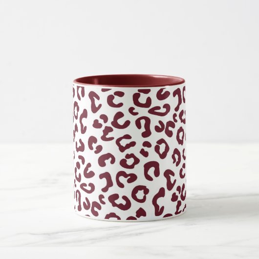 Mug Poster de animal Cheetah en Maroon et Blanc (Centre)