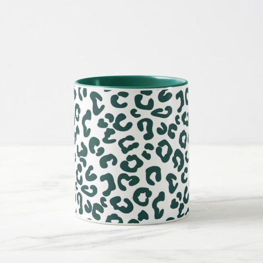 Mug Poster de animal Cheetah en Pine Vert et Blanc Mus (Centre)