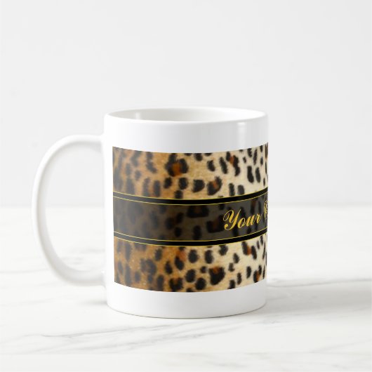 Mug Poster de animal de Faux de léopard de guépard (Gauche)