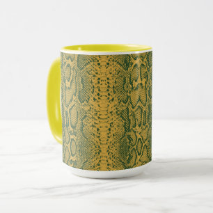 Mug Poster de animal de peau de serpent vert jaune