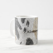 Mug Poster de animal de vache noire blanche en or (Devant gauche)