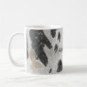 Mug Poster de animal de vache noire blanche en or (Gauche)