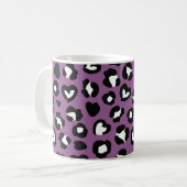 Mug Poster de animal, Léopard Violet, Coeurs, Votre No (Devant gauche)