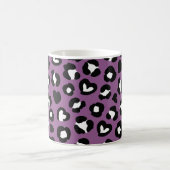 Mug Poster de animal, Léopard Violet, Coeurs, Votre No (Centre)