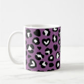 Mug Poster de animal, Léopard Violet, Coeurs, Votre No (Gauche)