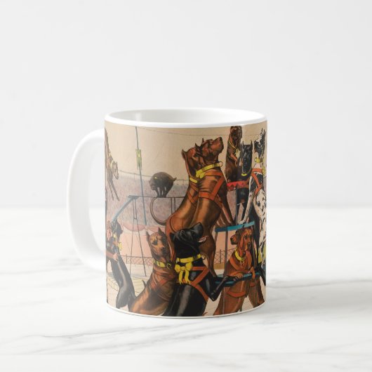 Mug Poster De Cirque Des Grands Danois Avec Entraîneur (Devant gauche)