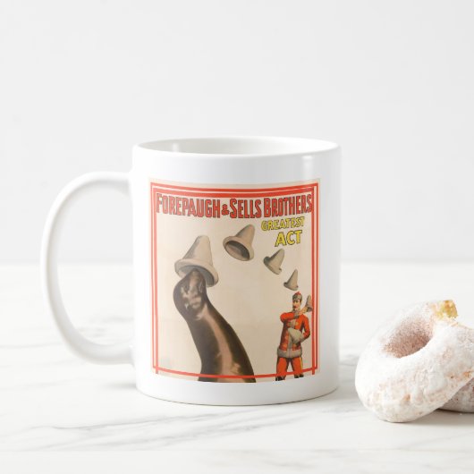 Mug Poster De Cirque Montrant Un Lion De Mer Casquette (Avec donut)