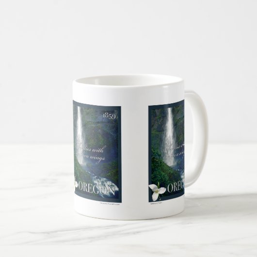 Mug Poster de la cascade de l'Oregon (Devant droit)