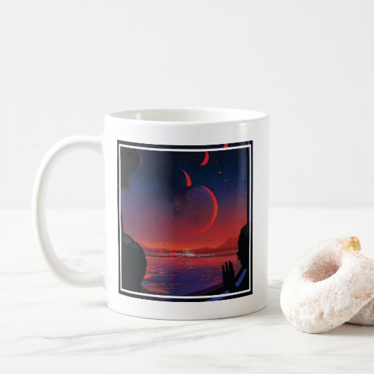 Mug Poster de l'espace rétro - Les spectateurs observe (Avec donut)