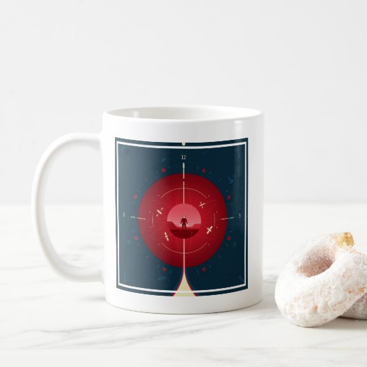 Mug Poster de l'horloge atomique Deep Space, version r (Avec donut)