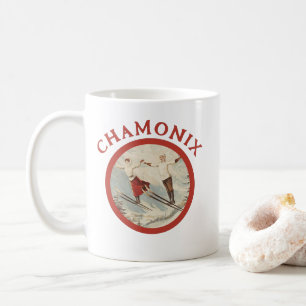 Mug Poster de ski Vintage de Chamonix Mont Blanc