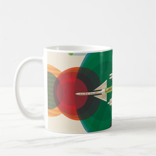 Mug Poster de Voyage Espace Rétro - Système Solaire Gr (Gauche)