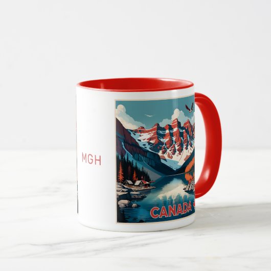Mug Poster de voyage sur mesure Monogramme Canada (Devant droit)