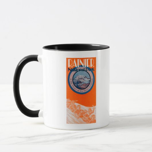 Mug Poster du mont Rainier - Drapeau (Gauche)