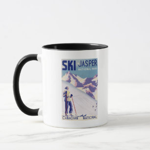 Mug Poster d'une femme sur les pentes ouvertes