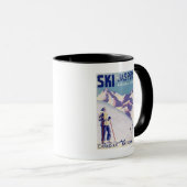 Mug Poster d'une femme sur les pentes ouvertes (Devant droit)