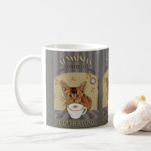 Mug Poster vintage Abyssinian Cat Cat Capurrrccino (Avec donut)