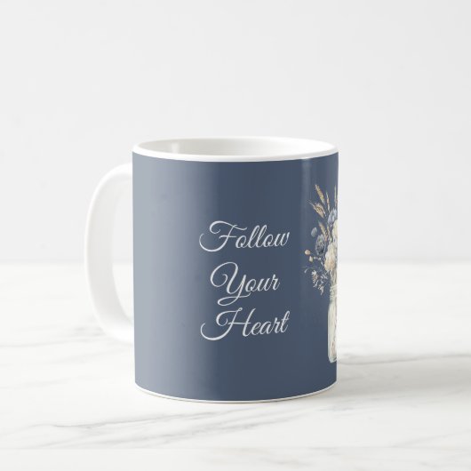 Mug Pot à fleurs crème bleu (Devant gauche)