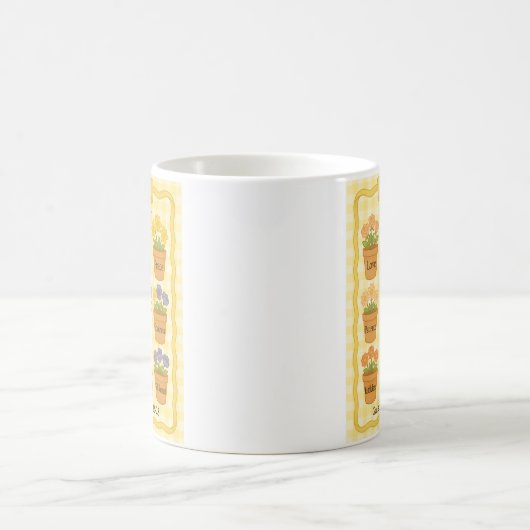 Mug Pot à fleurs en vichy jaune (Centre)