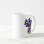 Mug Pot à fleurs Iris aquarelle en pot Mason violet (Devant droit)