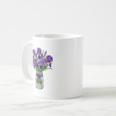 Mug Pot à fleurs Iris aquarelle en pot Mason violet (Devant gauche)
