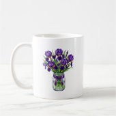 Mug Pot à fleurs Iris aquarelle en pot Mason violet (Gauche)