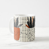 Mug pot de fleurs blanc décoré de taches noires vertic (Devant gauche)