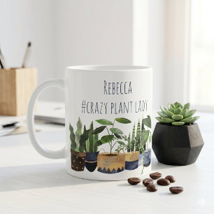 Mug Pot de plante et cactus de la dame aux plantes fol