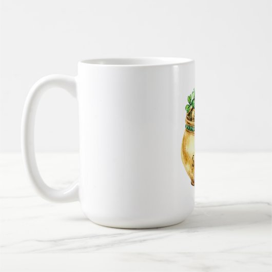 Mug Pot de terre vert de trèfles Saint-Patrick (Gauche)