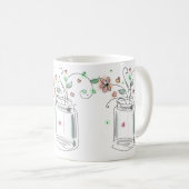 Mug Pot Mason avec Fleurs Moderne Mignon Art Doodle (Devant droit)
