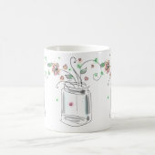 Mug Pot Mason avec Fleurs Moderne Mignon Art Doodle (Centre)
