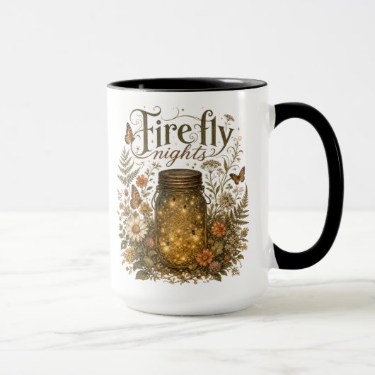 Mug Pot Mason Vintage avec Lucioles Brillantes (Droite)