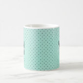 Mug Pot Polka Turquoise moderne et monogramme (Centre)
