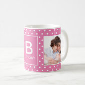 Mug Pot rose Point Photo personnalisée Monogramme Café (Devant droit)