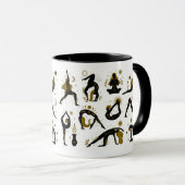 Mug Pots de yoga Noir & Or (Devant droit)