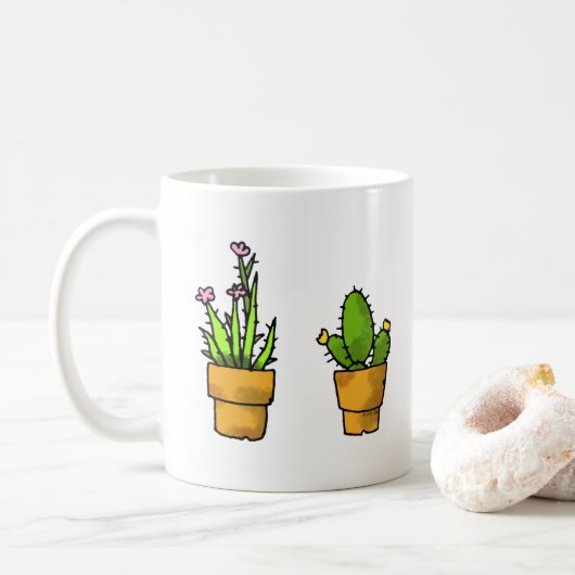 Mug pots plantes de cactus verts (Avec donut)