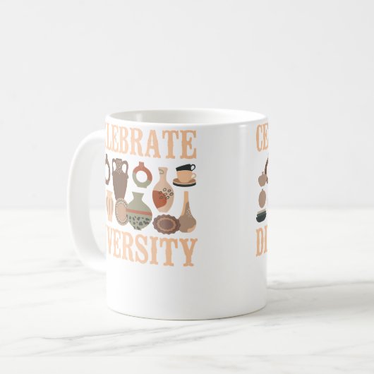 Mug Pottery Ceramics Artist Celebrate Diversity (Devant gauche)