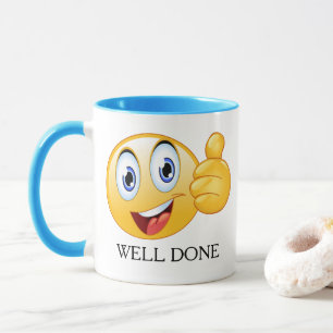 Mug Pouce en l'air Émoticône Bien fait Visage souriant