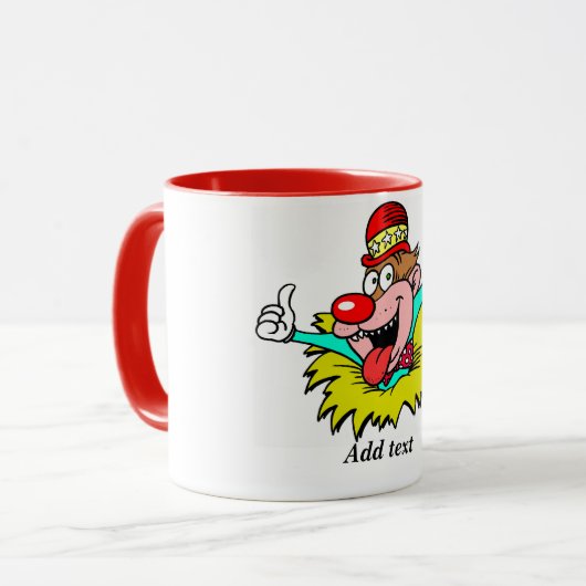 Mug Pouce vers le haut, amusant MODÈLE clown, (Devant gauche)