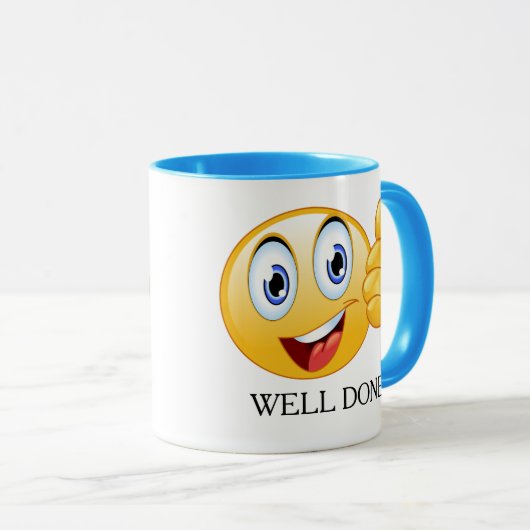 Mug Pouce vers le haut Emoji bien fait visage souriant (Devant droit)