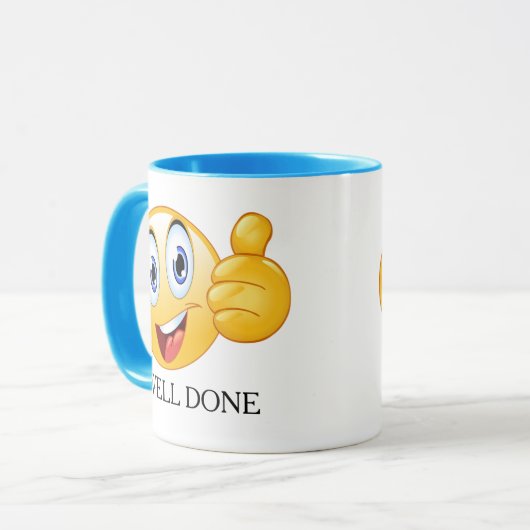 Mug Pouce vers le haut Emoji bien fait visage souriant (Devant gauche)