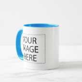 Mug Poudre blanche garniture bleue à deux images Modèl (Devant gauche)