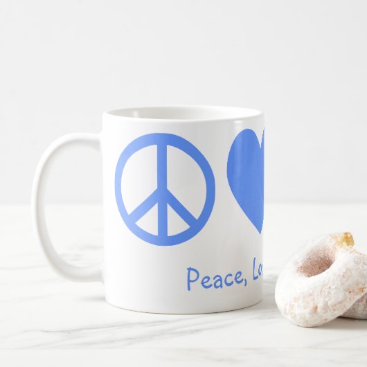 Mug Poudre Bleu Paix, Amour et Vélos (Avec donut)