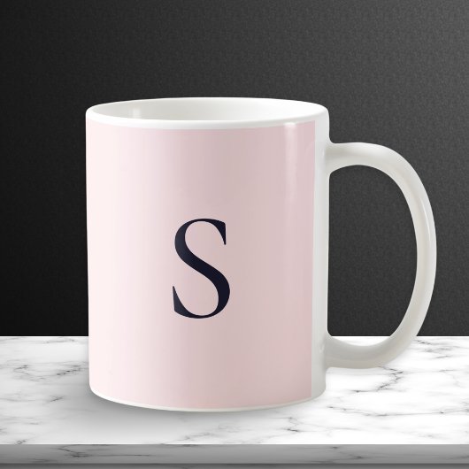 Mug Poudre rose Simple Moderne Joli Monogramme
