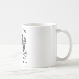Mug Poule chevauchée par une souris Désolé, je dois pa