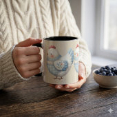 Mug Poule de Cottage en Gingham Bleu