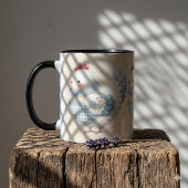 Mug Poule de Cottage en Gingham Bleu